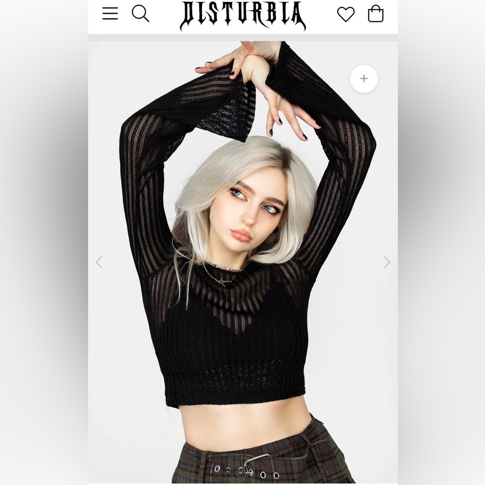 NWT Disturbia black bell sleeve crop top